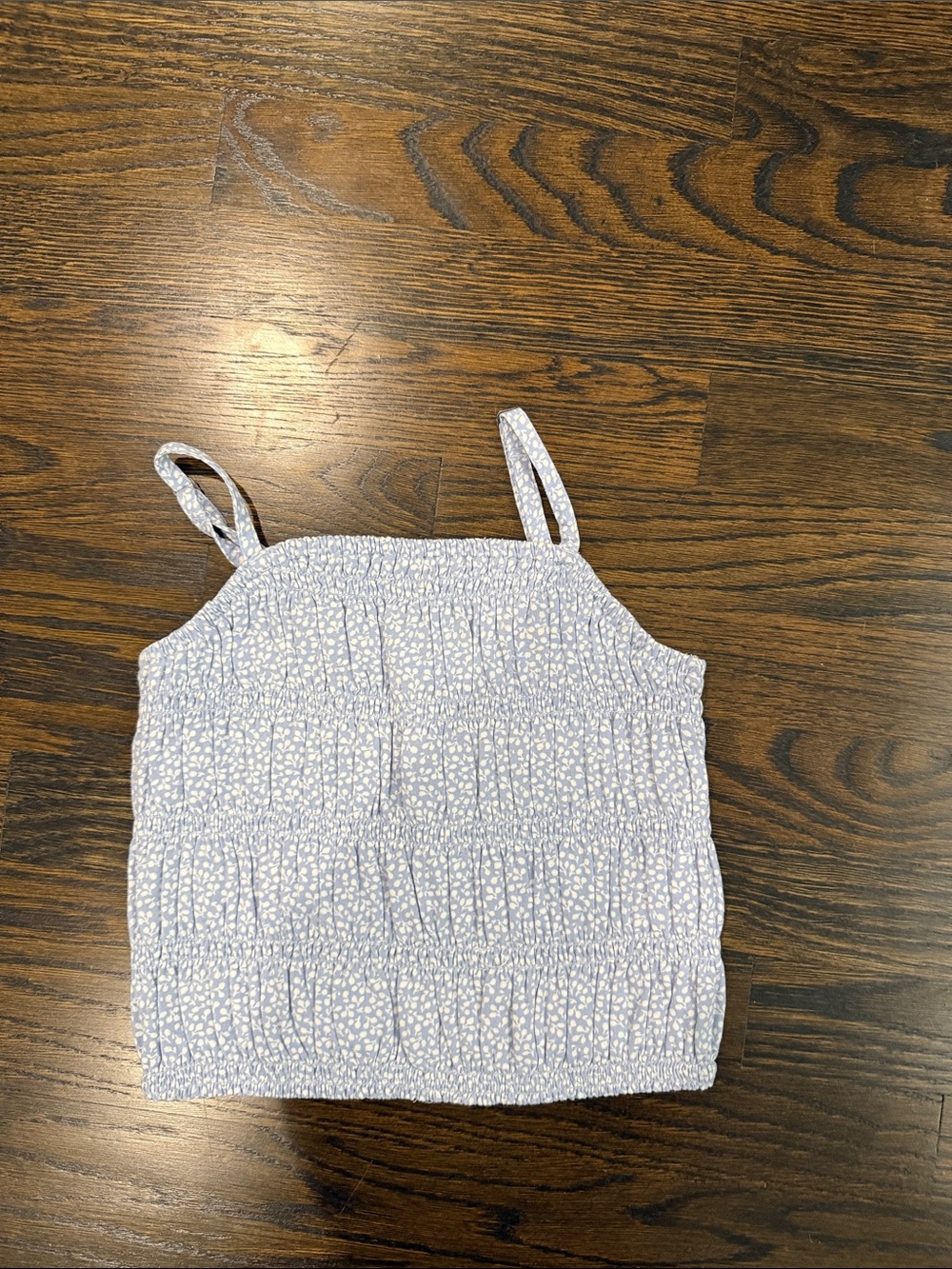 abercrombie kids light blue and white  Smocked Spaghetti Strap Tank